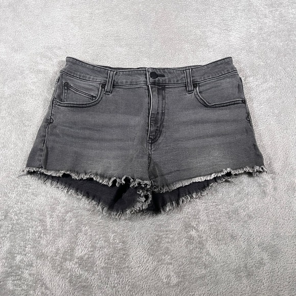 Volcom Stoney Stretch Gray Denim Shorts Womens Size 28 Frayed Hem - Picture 1 of 10